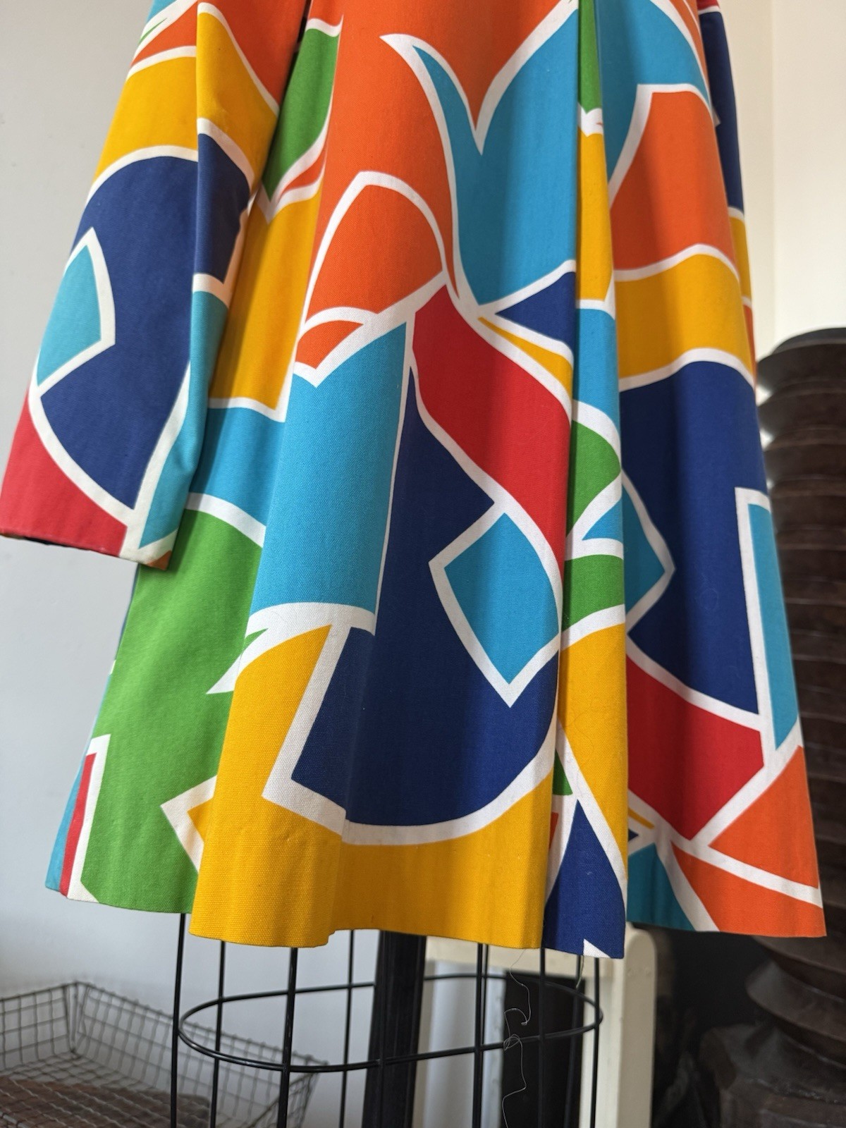 60s Mod Psychedelic Pop Art Print A-Line Swing Coat/ Statement Jacket/Mini Dress