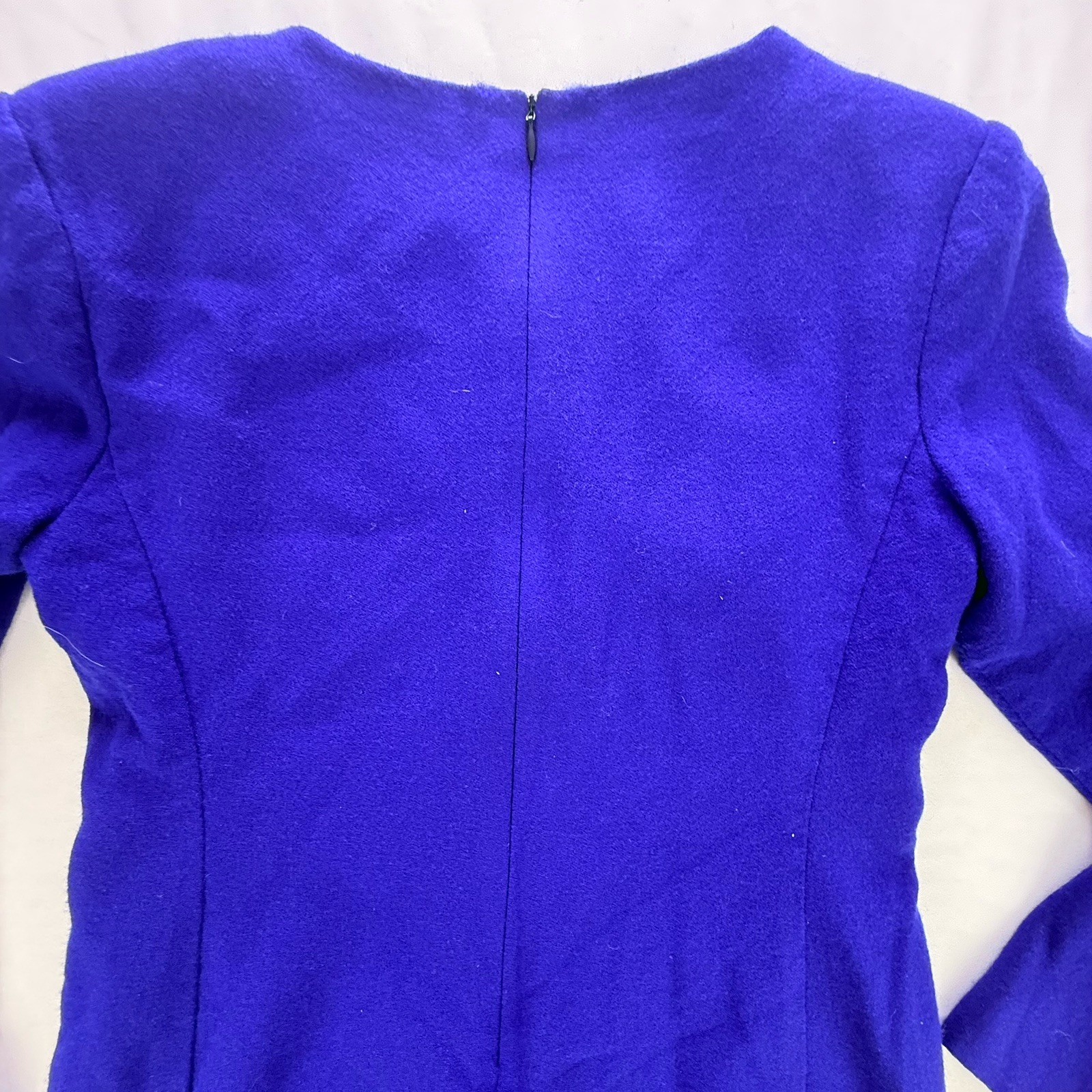 Vintage 80s JG Hook Royal Blue Woop Longsleeve Mini Cocktail Dress Size 8P
