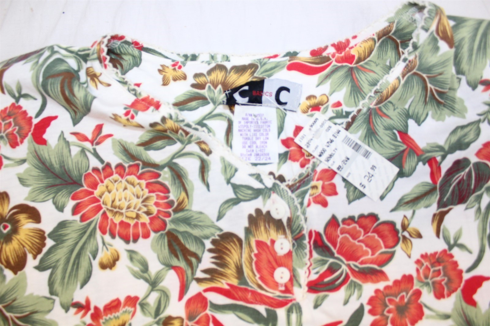 Blouse Padded Shoulders Bright Multi-Color Floral Retro Size 22/24 Women’s