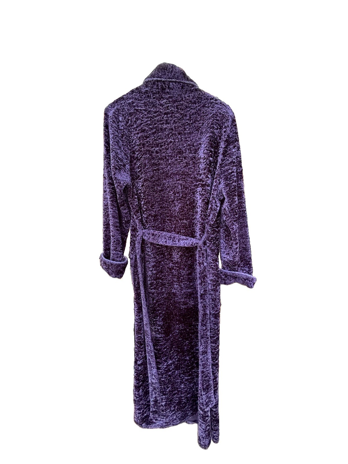 Vintage Diamond Tea Women’s Deep Purple Velour Robe W/Pockets Belted Tie Large