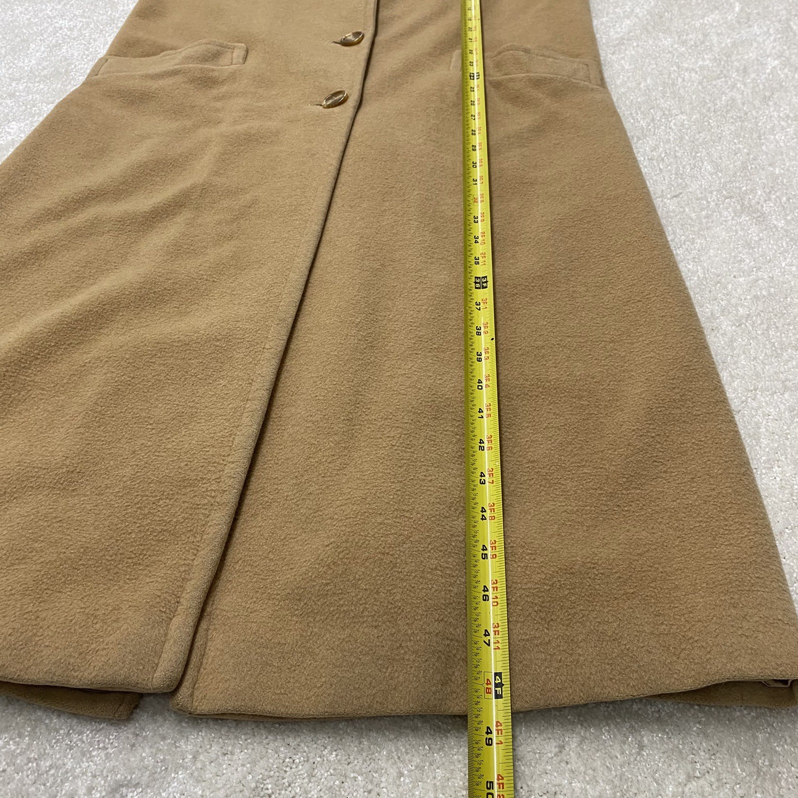 Vintage Womens 100% Camel Hair ORVIS Tan/Camel Satin Lined Trench Coat Size 8