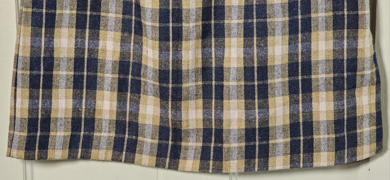 VTG 80’S Wool Pencil Skirt Women XS Blue Tan Pink Plaid Tartan Pleated Academia