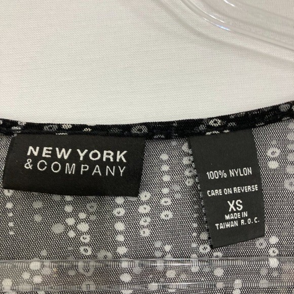 Vintage New York & Company size XS Black White Polka Dot Mesh Baby Doll Top