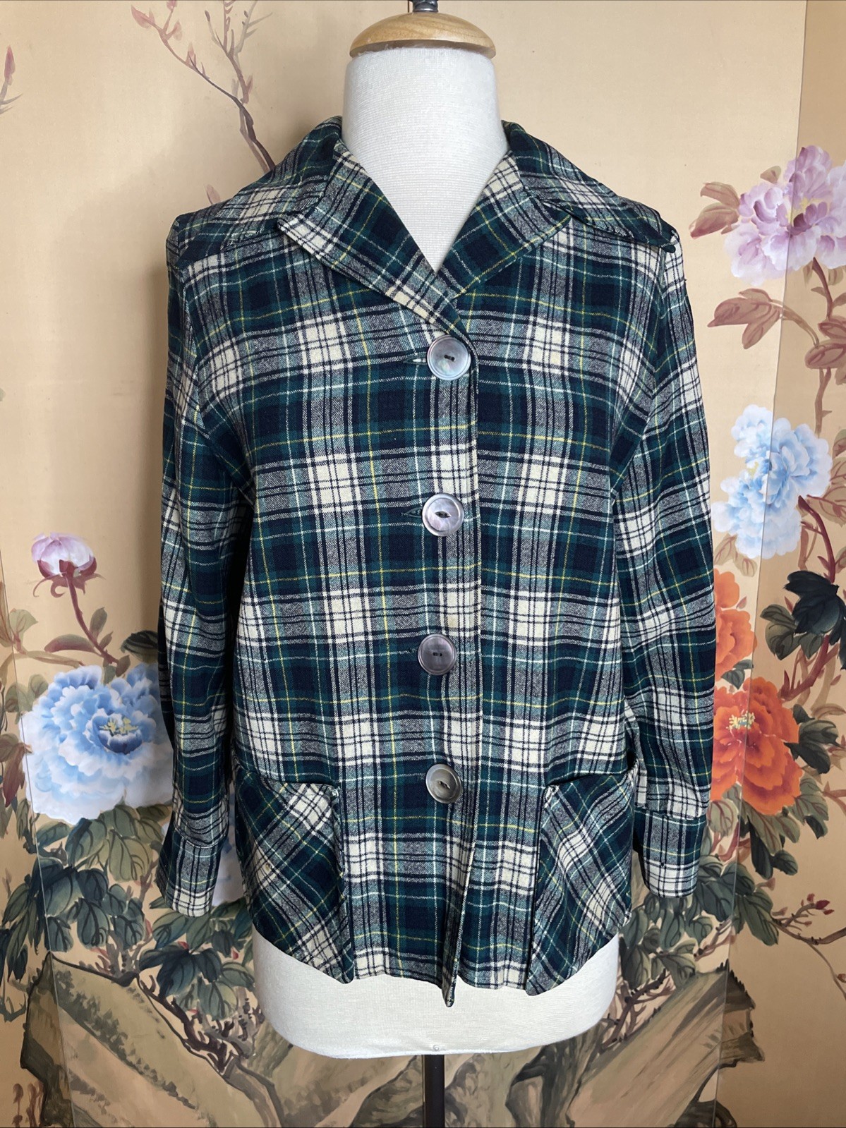 Vintage 1940s Sz S/M Pendleton Pure Wool Plaid Shirt Jacket ’49er Chore Coat