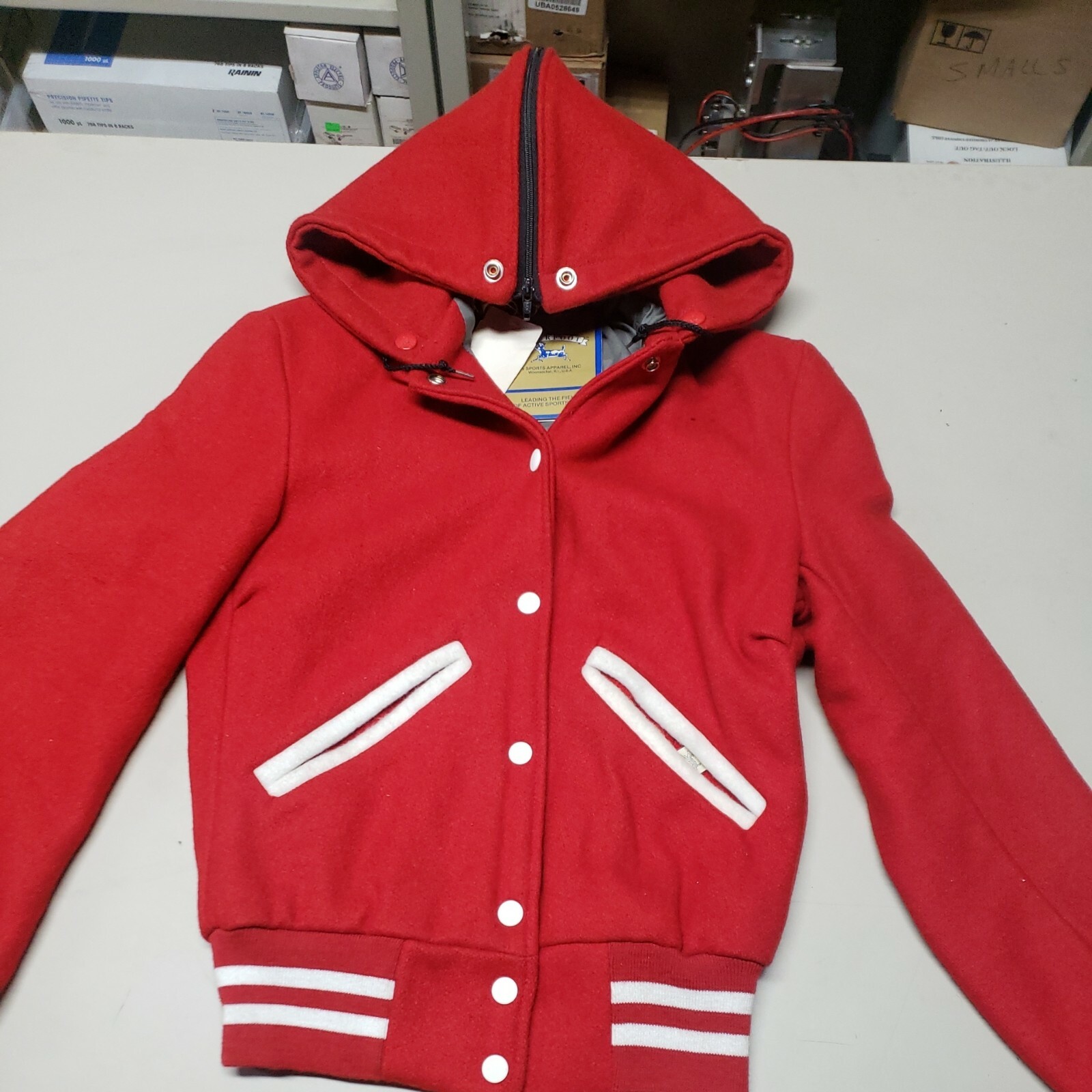 Vintage Ladies Wool Varsity Jacket with Zippered Cadet collar ~ Deerfoot Size 10