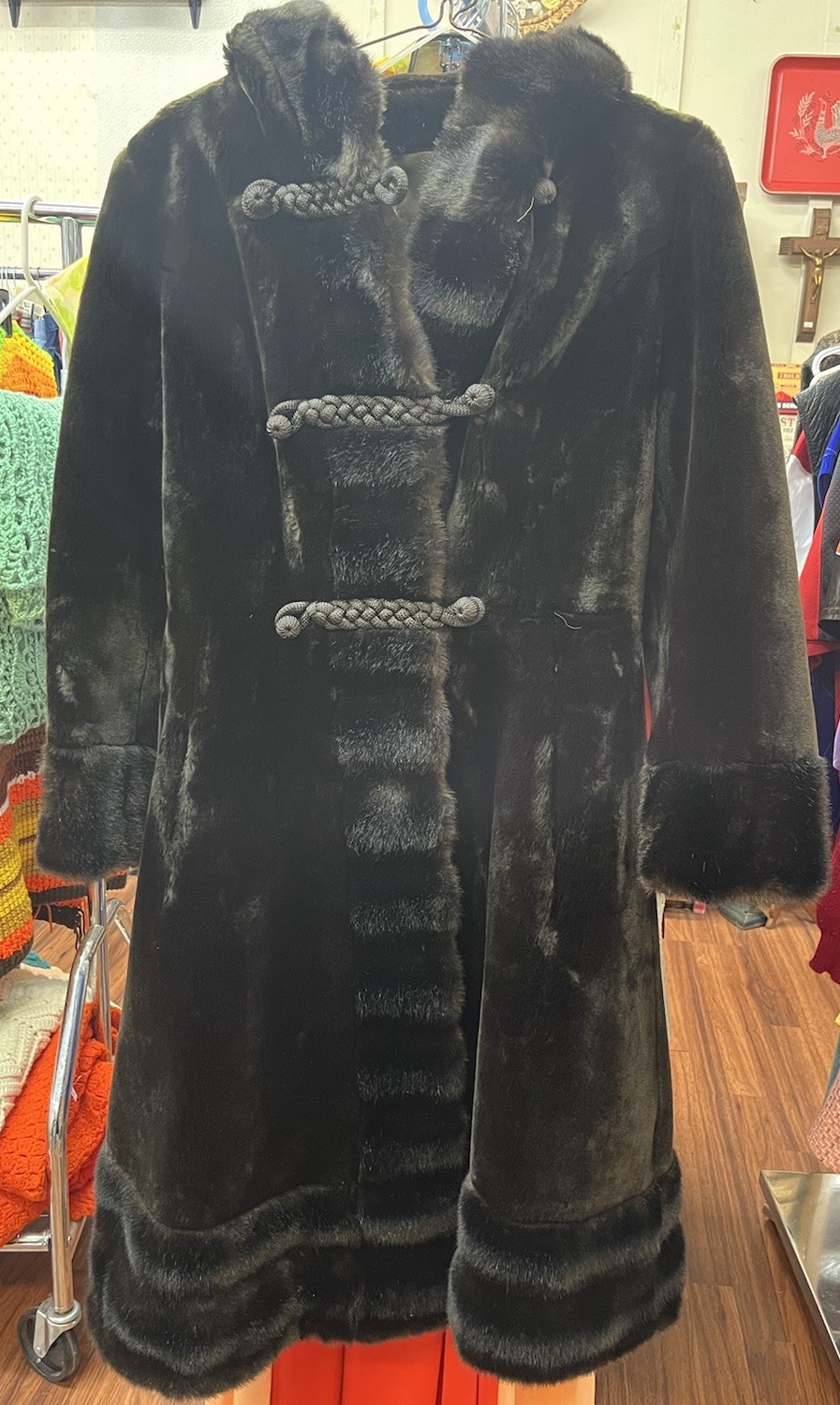 Borgana by Fairmoor, Brown Hooded Faux Mink Fur Women’s Coat