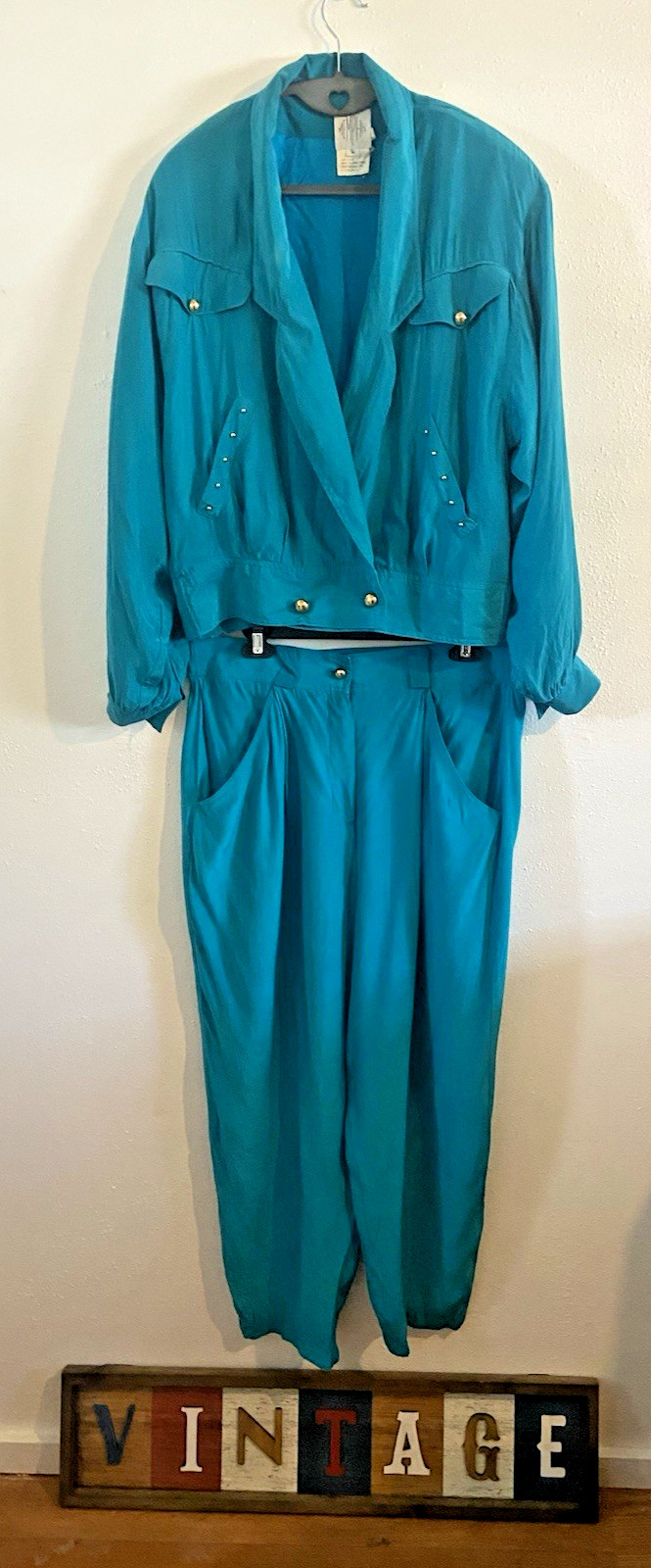 Vintage Silk Bomber Jacket /Pants 1980’s Memphis Wearable Art Large Rare!