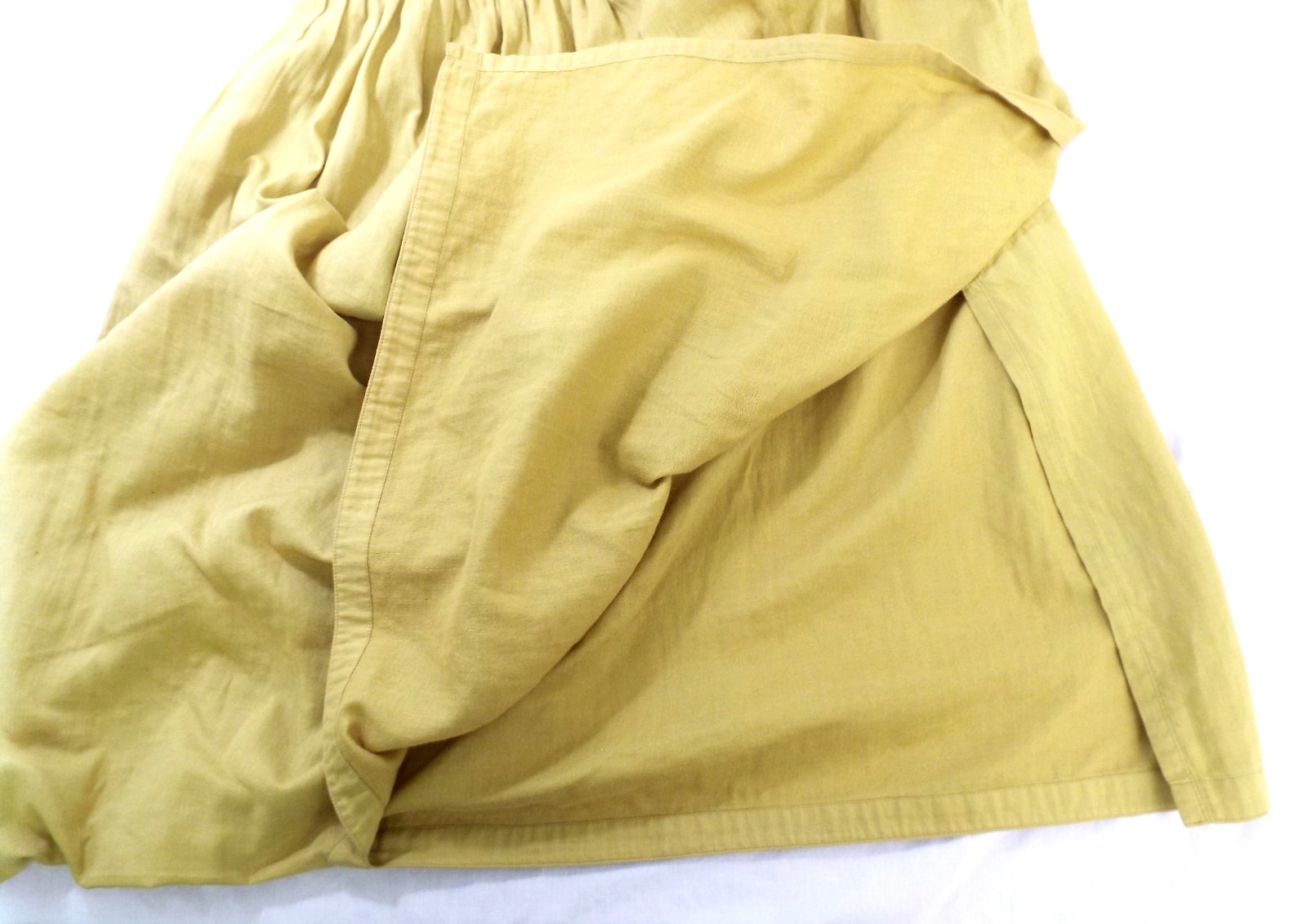 VTG 1980s Issey Miyake Yellow Cotton Asymmetrical Skirt MEDIUM Brush Label Slits