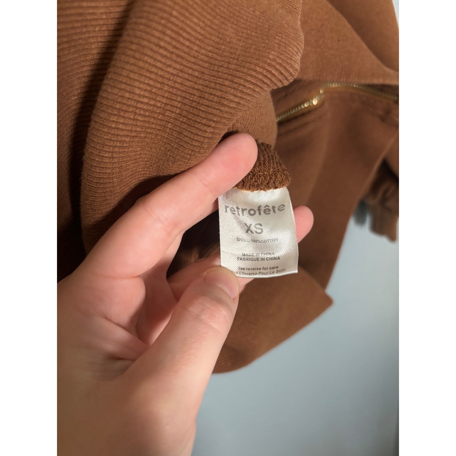 NWT Retrofete Nova Sweater Mini Dress Glazed Ginger Brown Size XS