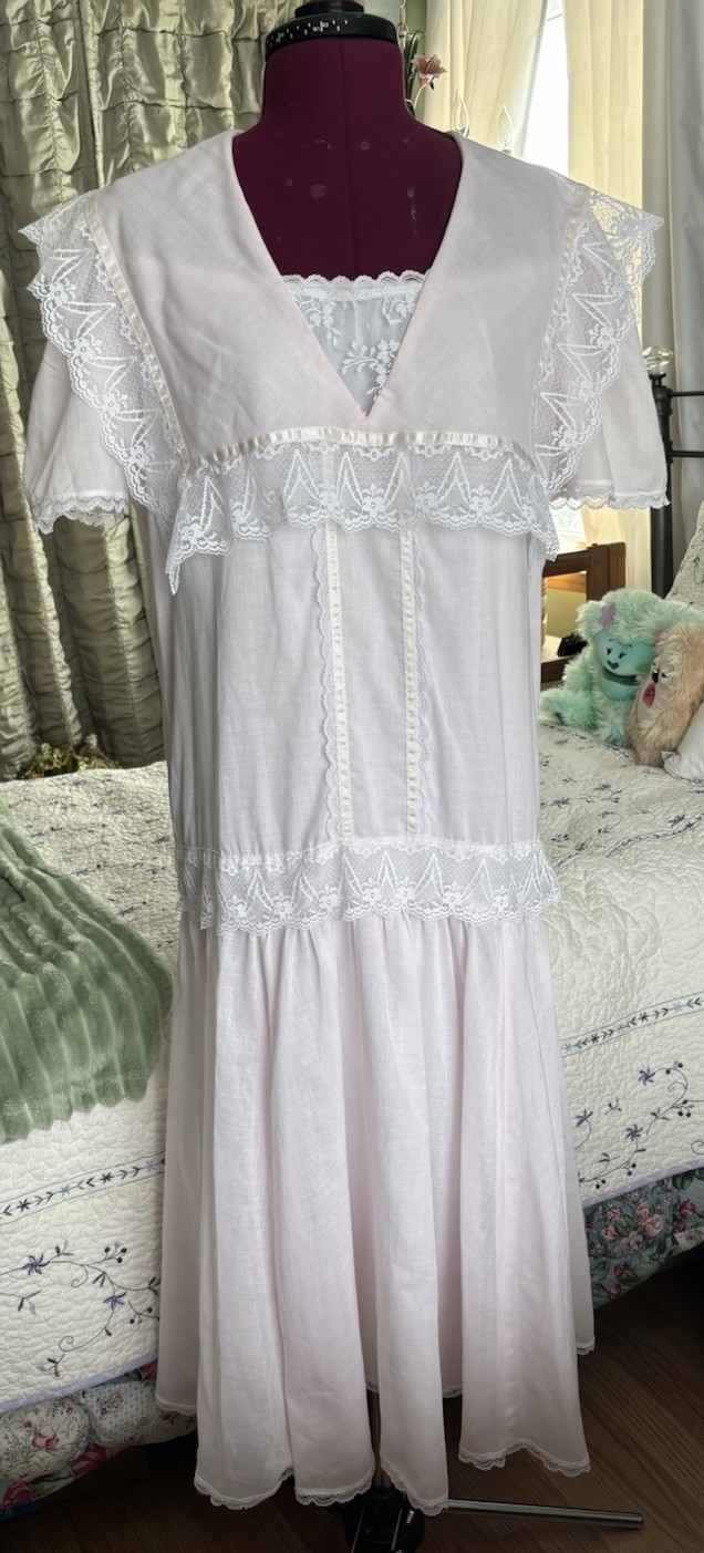 Vintage Jessica McClintock Dress Sz 9 Cottage Core Prairie Victorian Lace