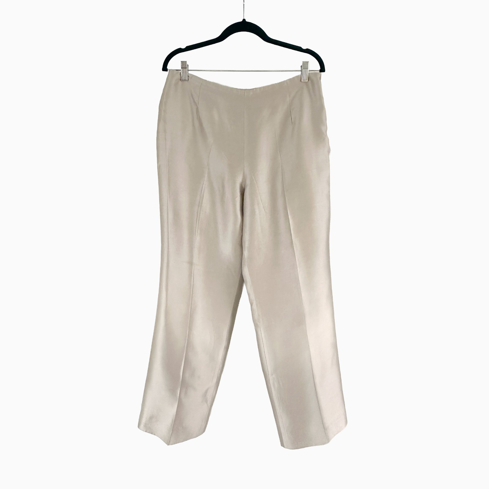 Vintage Talbots Pure Silk Champagne Pants 14P Side Zip Y2K 90s Luxury Old Money
