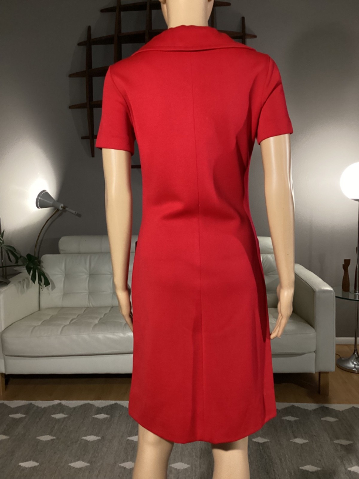 Vintage 1970s Jonathan Logan Shady Lane Red Mod Hippie Dress Ring Zip