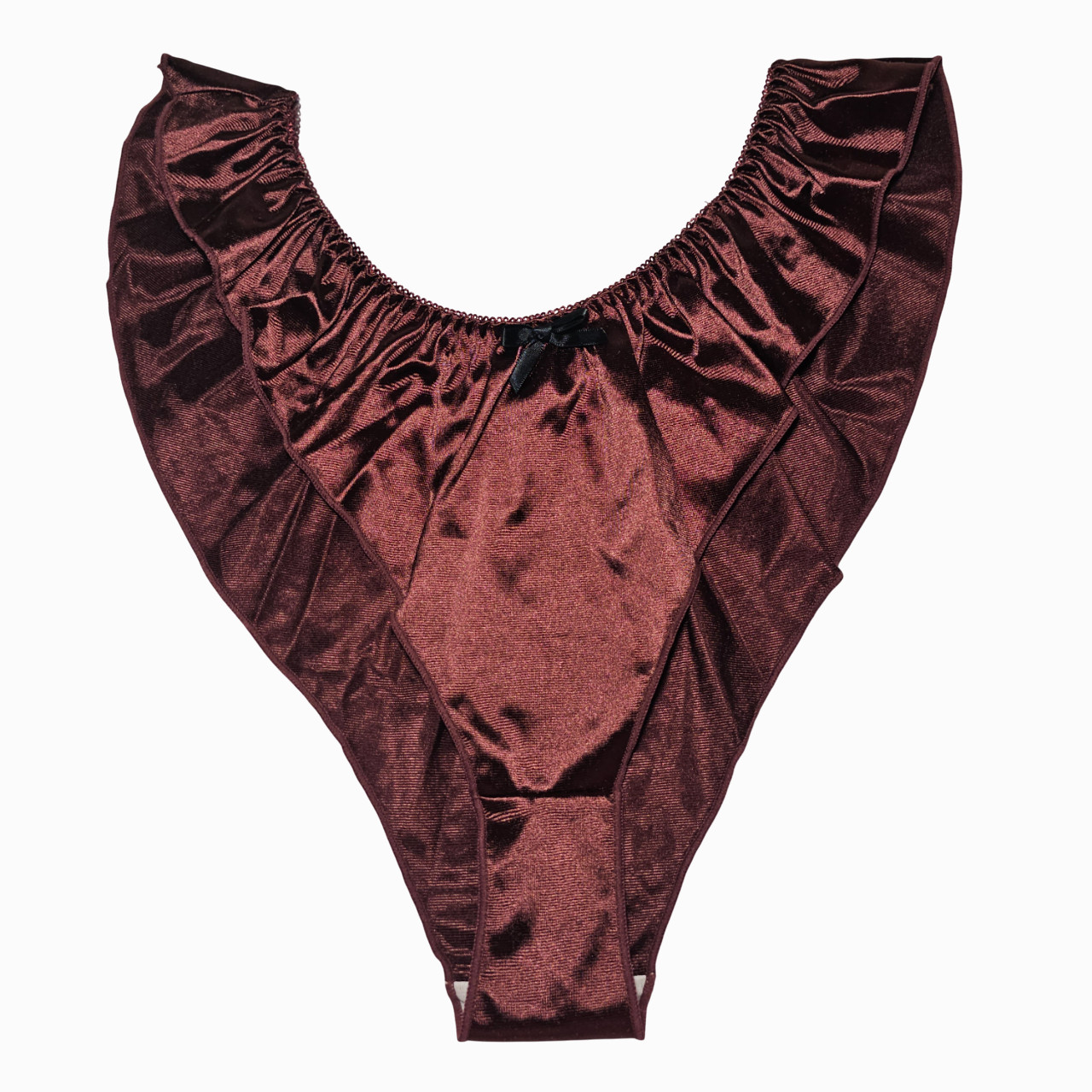 Sissy Glossy Satin Panty Tap Flutter Sleep Short Brown Brief Size 8-9 Hip 42-46″