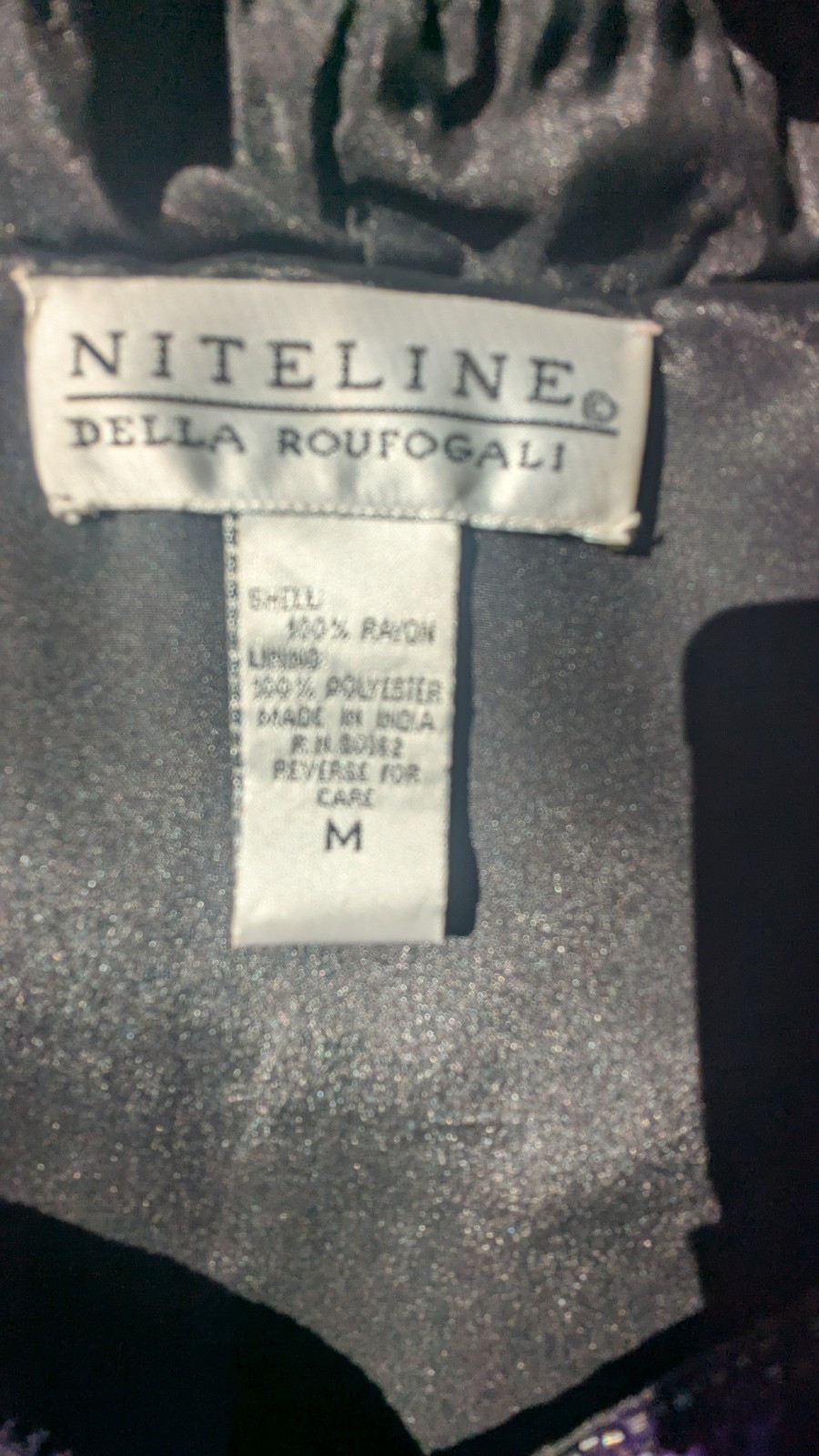 Vintage Niteline Della Roufogali Purple and Black Beaded Jacket Medium NWT