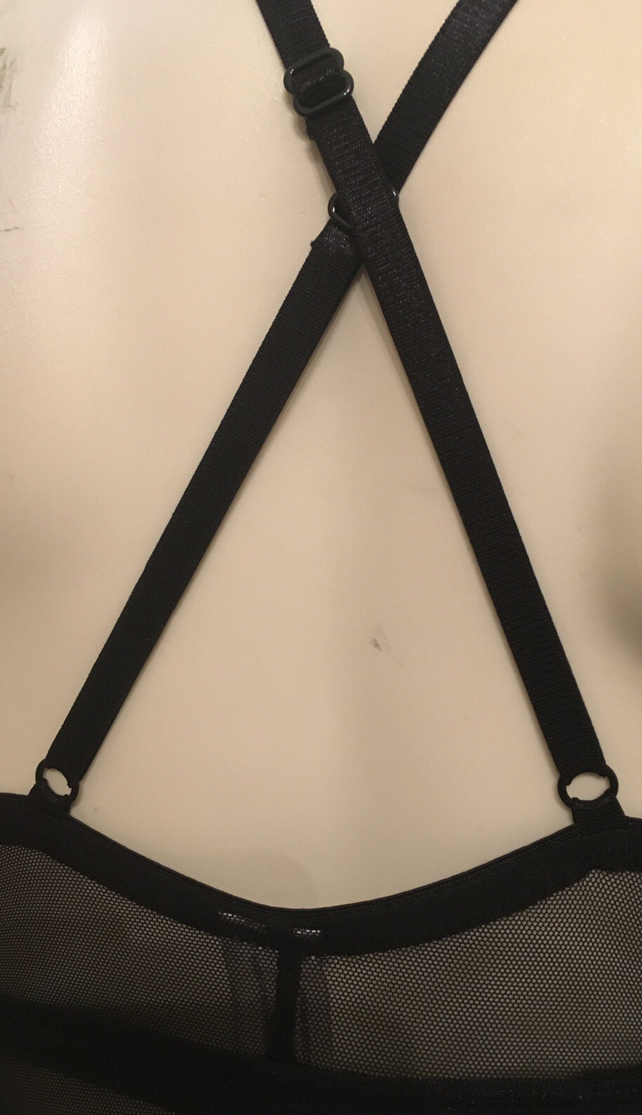 Unbranded WN SZ M BLACK MESH TEDDI Snaps Crotch Elastic Adj. Straps Poly/Spandex