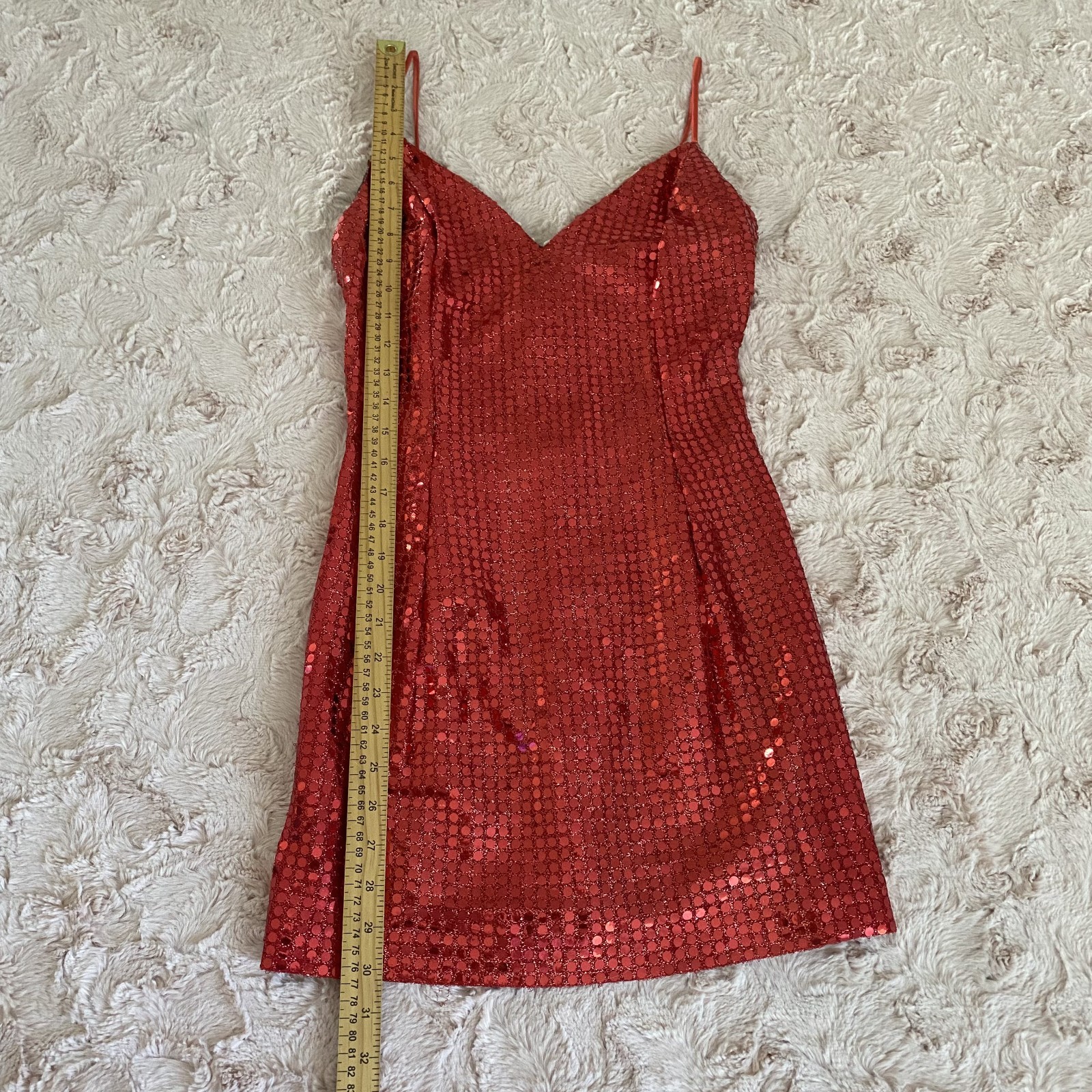 Vintage Roberta Womens 5 Red Sequin Mini Dress Party Cocktail Spaghetti Strap