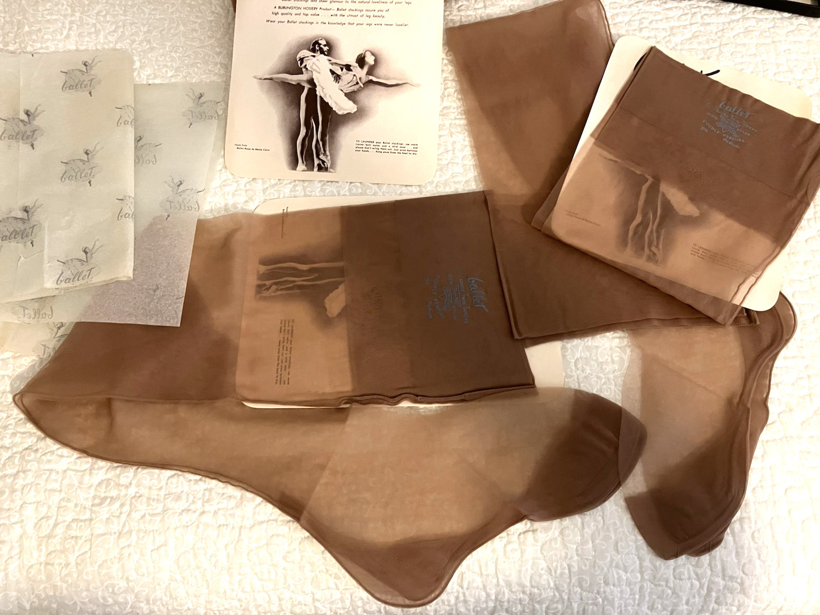 VTG GARTER NYLON STOCKINGS 14 PRS Total HOSIERY BOXED LOT 3 seamed sz 8.5