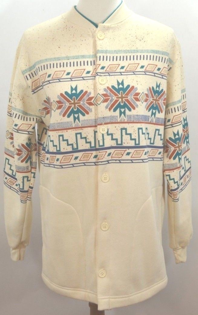 VTG Arts Unlimited Southwestern Aztec Design Sweater Cardigan USA Made Womens M