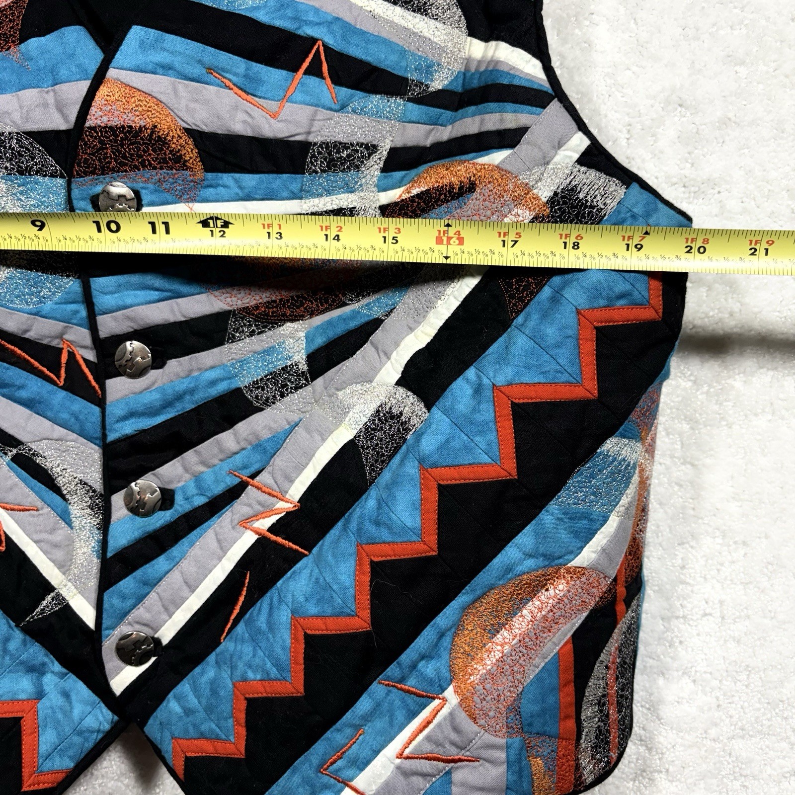 Vintage Handmade Quilted Patchwork Vest Womens L Boho 90s Artisan Calico OldLace