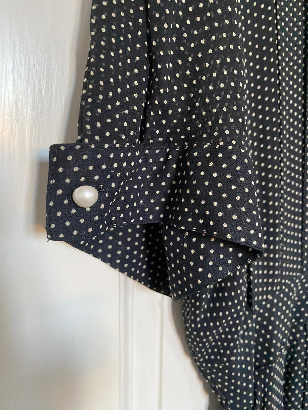 Nancy Johnson Vintage Silk Polka Dot Voile Long Dress Size 44