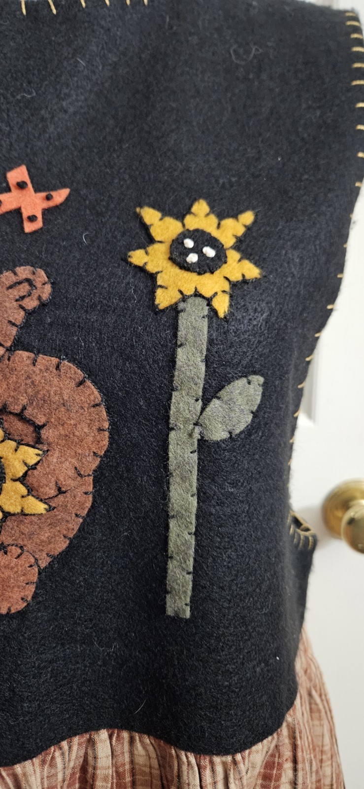 Bear Appliqued Jumper Dress Vintage 1980s Cottagecore Hand Crafted Sz. M