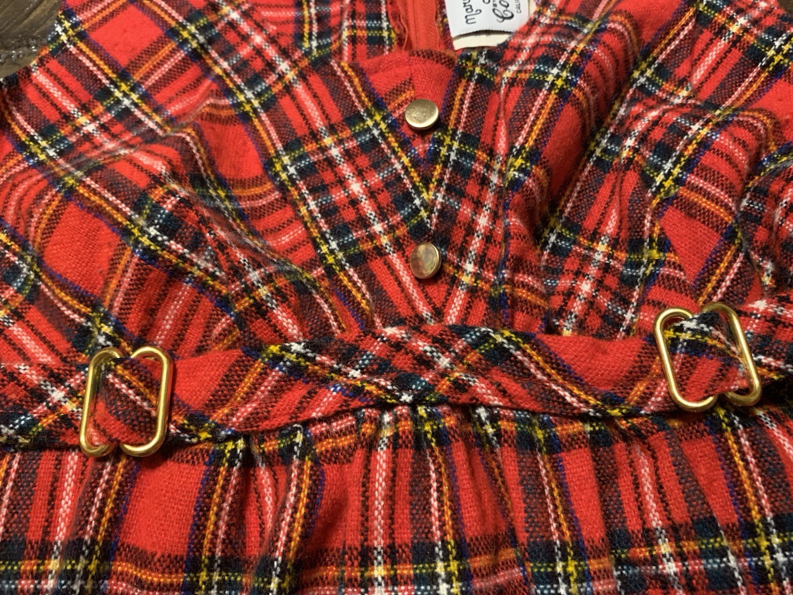 1960s Mary Jane Red Tartan Plaid Jumper Dress – Vintage Size 4 Fits S/M Holiday