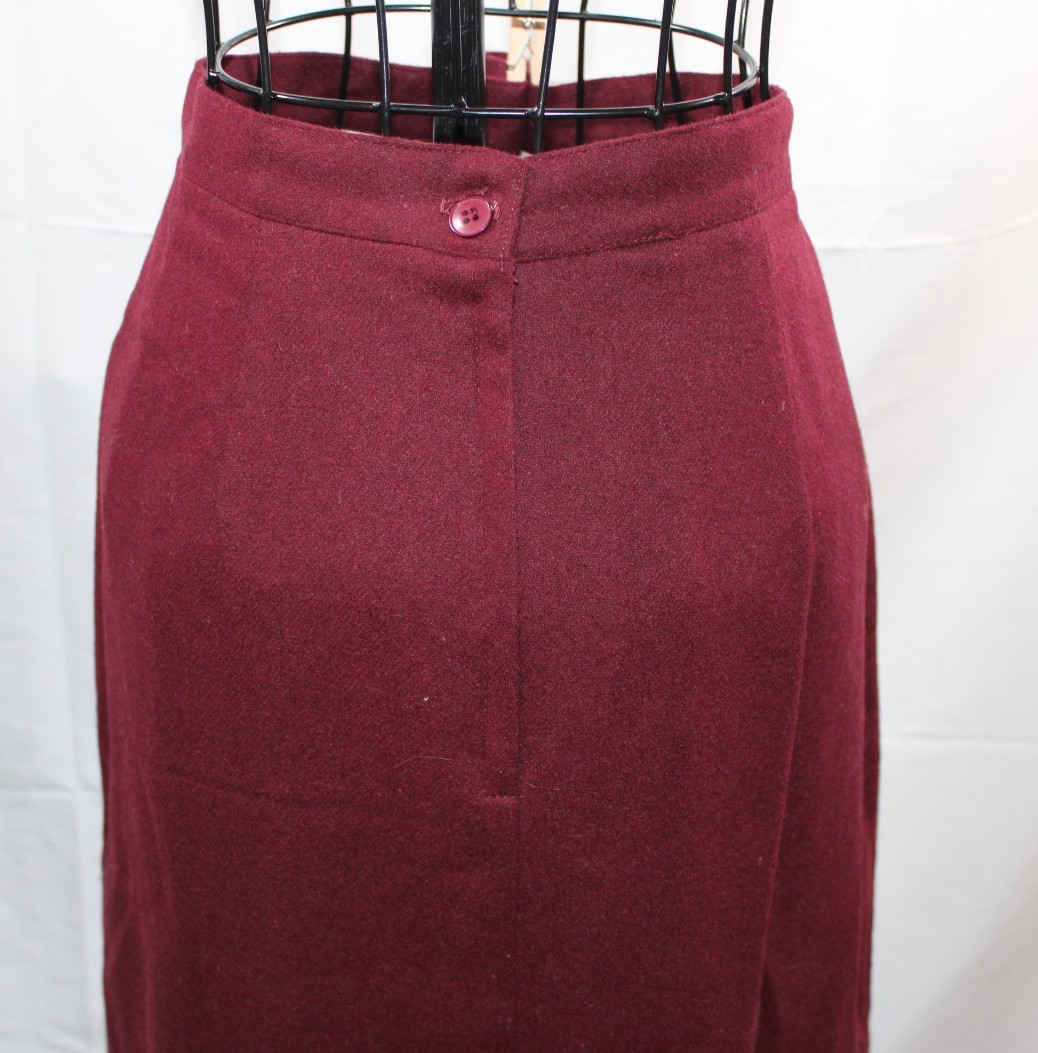 Vintage Sag Harbor Marina Pappas Wool Blend Skirt – Dark Red / Burgundy NOS