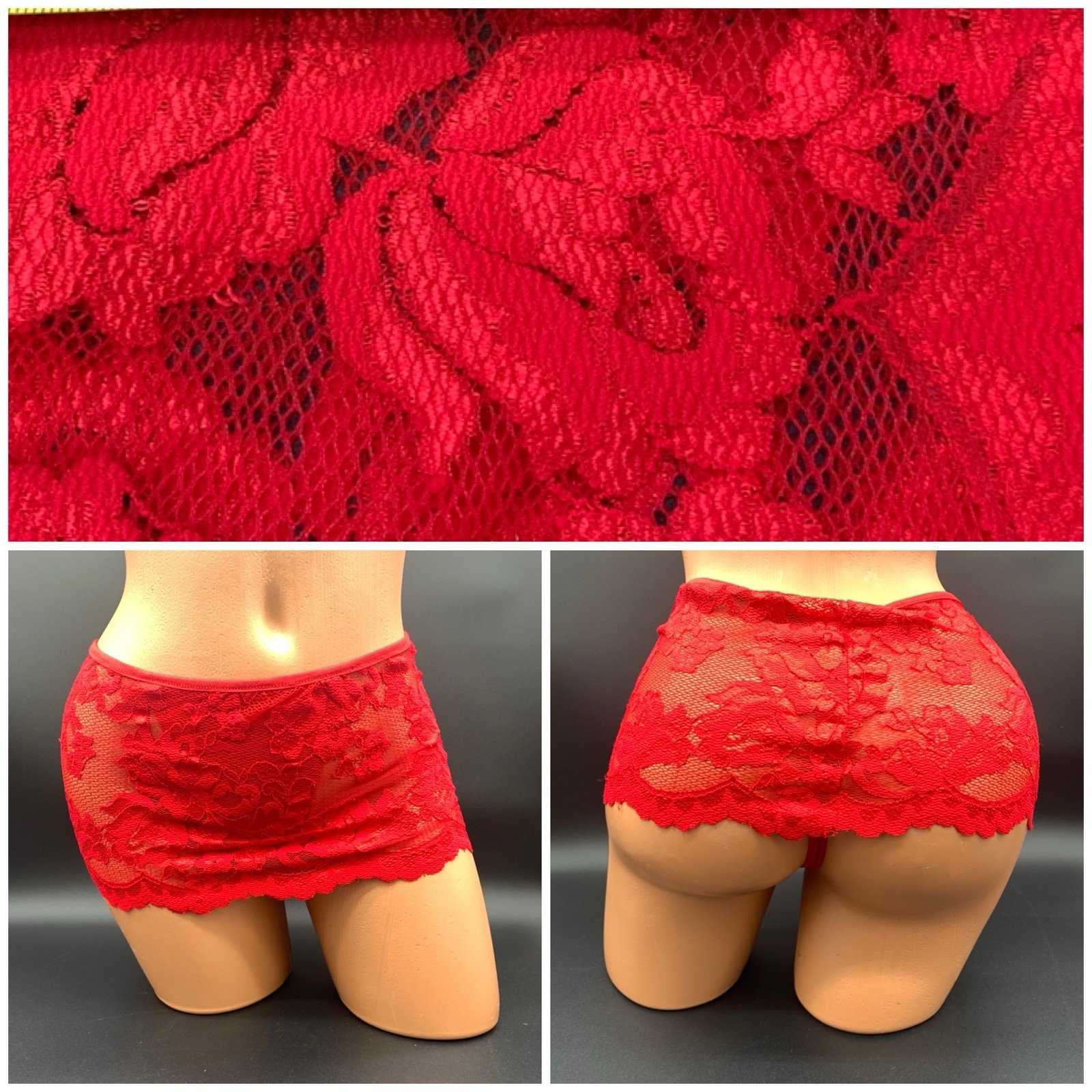 VTG Lace Skirted Thong Red Panty Y2K Rumba Panty Retro Pinup Shirley 90s Medium