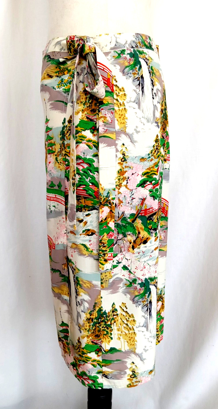 Vtg 80s Lucky Beach Hula Wear Paradise Found Hawaiian Wrap Skirt Sz M Hong Kong