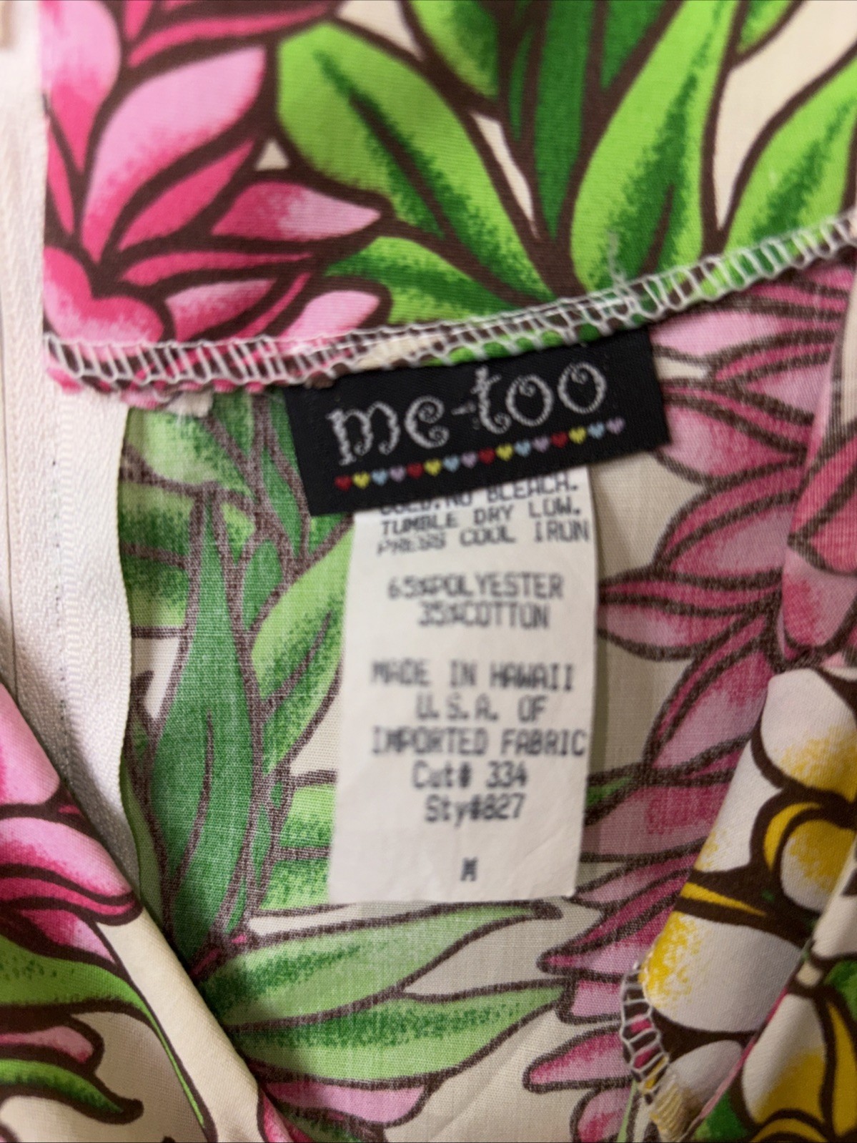 Vintage me-too Hawaiian Maxi Floral Dress USA Puff sleeves off shoulder medium
