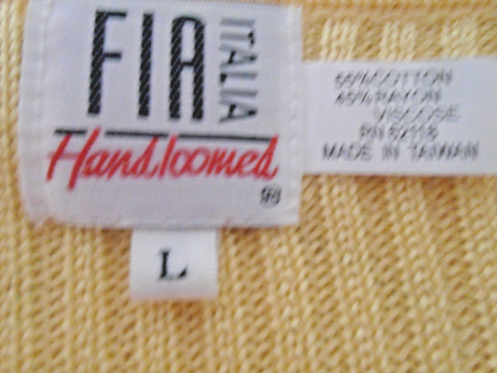 VTG FIA ITALIA Handloomed Yellow Knit Wrap Top Short Sleeve Cotton Rayon Size L