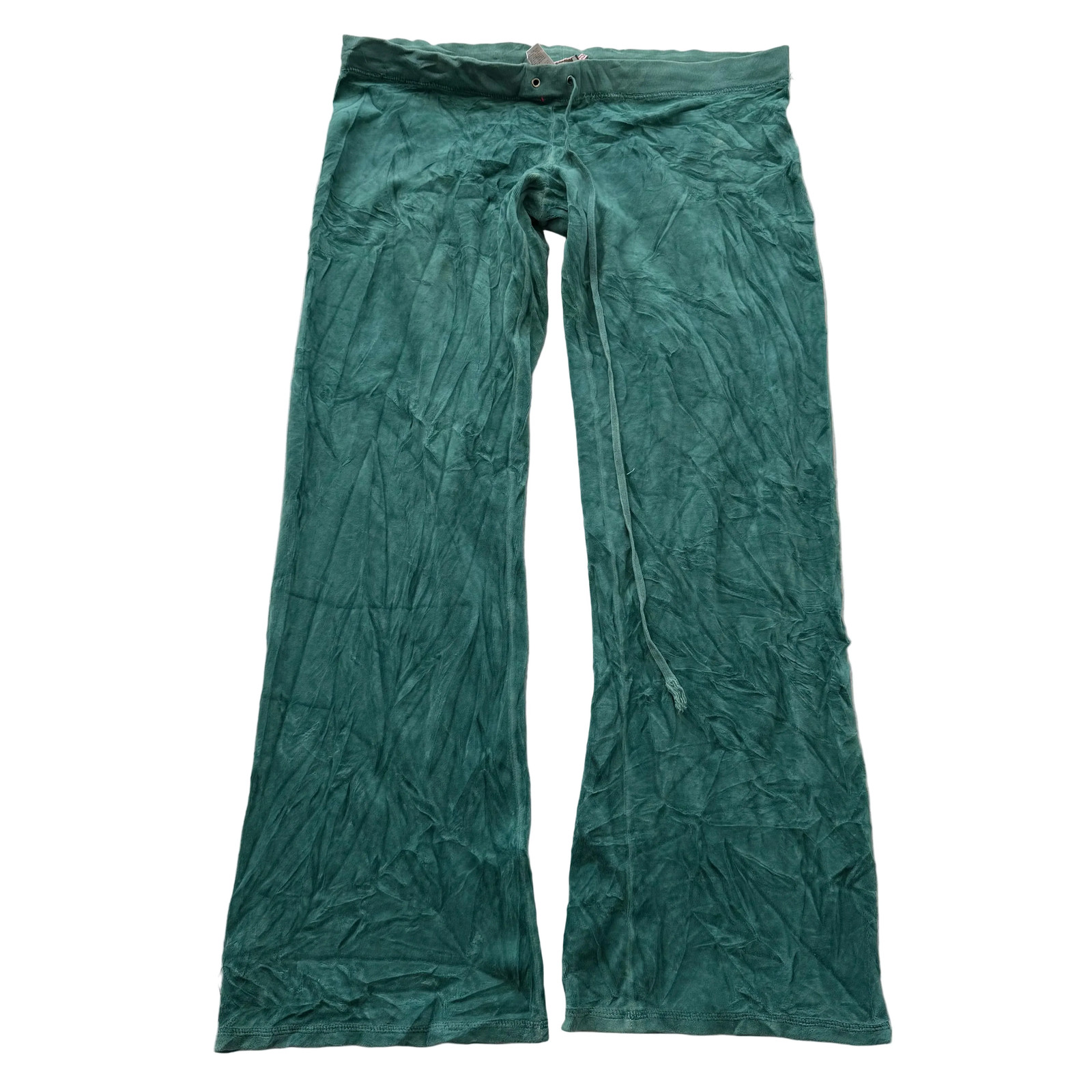 Vintage Juicy Couture Women’s Emerald Velour Flared Wide Leg Track Pants Size L