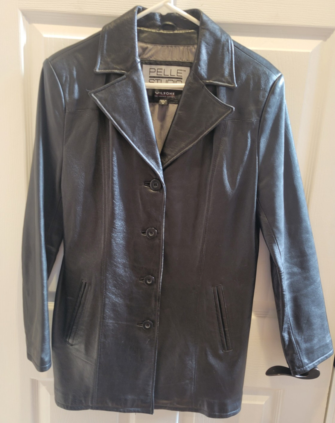 Wilsons Leather Women’s Pelle Studio Black Car Coat Jacket Medium Pre-Owned