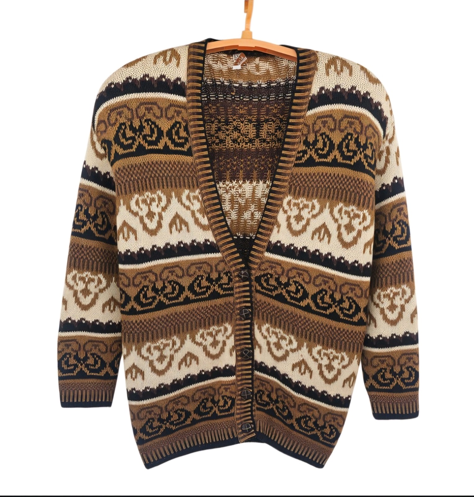 Vtg 90s Delia McKain Fair Isle Knit Cardigan Sweater Size Medium (No Size Tag)