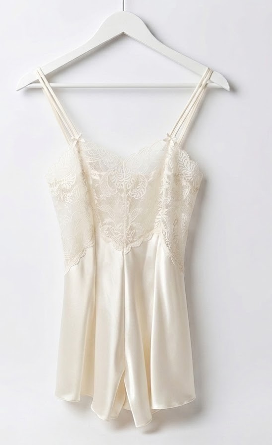 Vintage Ballet Lingerie Satin & Lace Teddy Romper — Made in Ireland