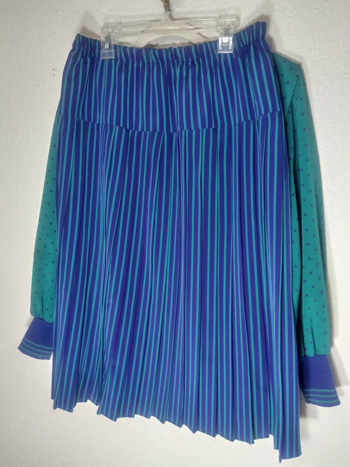 Evanna Vintage 80s Polka Dot Striped 2-Piece Office Set Made in USA 14 Petit