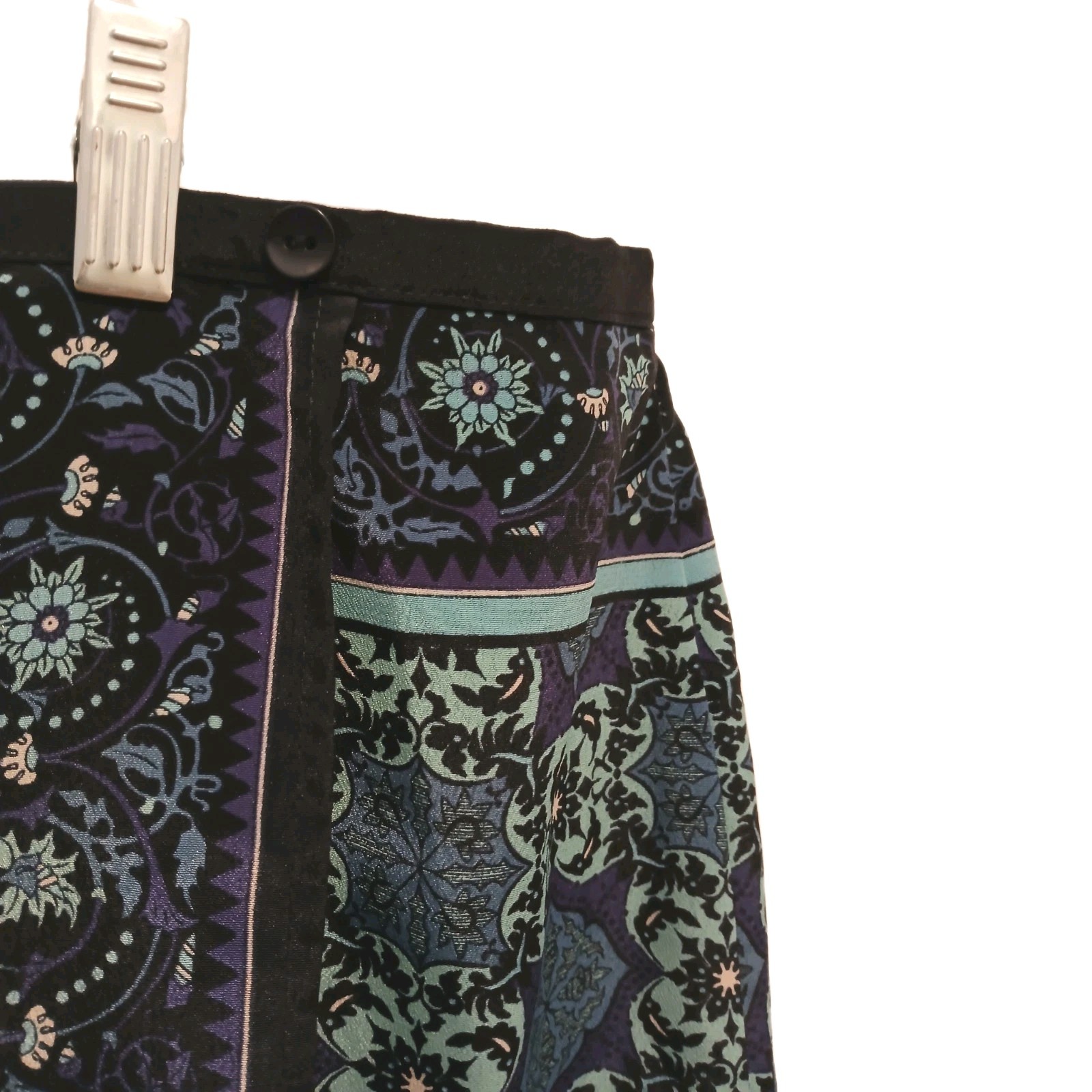 Sag Harbor Skirt Womens 18W Blue Floral Paisely Damask Faux Wrap Office Career