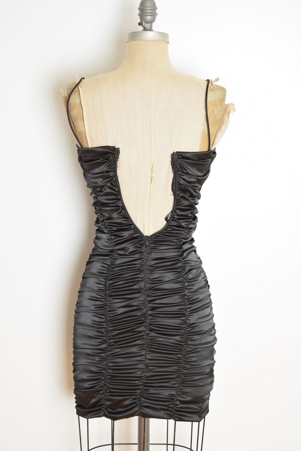 vintage Y2K party dress Blondie Nites NOS satin coffin ruched short prom club XS
