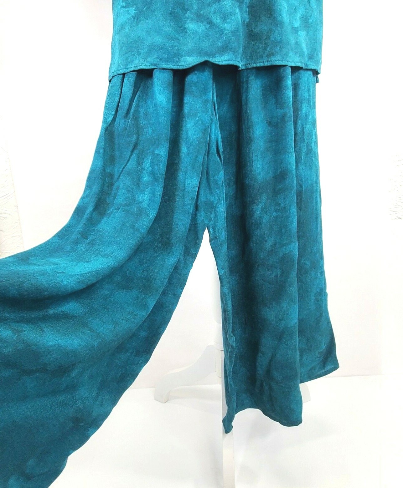 Carole Little CL Womens Size 4 Skort Pant Suit Set Teal Marble Tie Dye Rayon SS