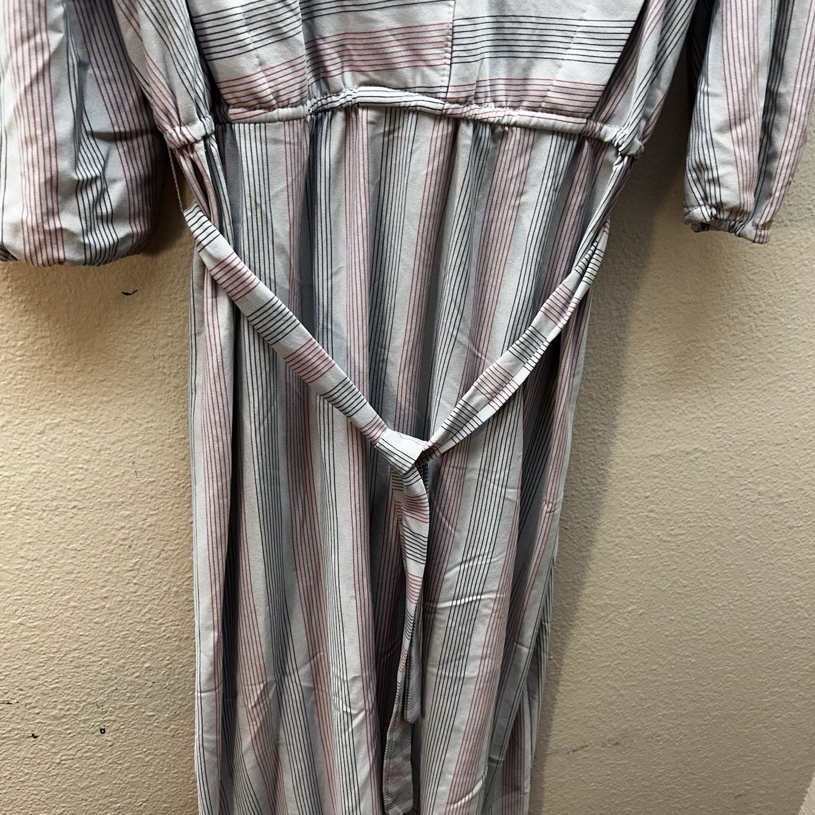 Vintage 60s Shirtwaist Dress Womens 13/14 Striped Belted Long Sleeve Western
