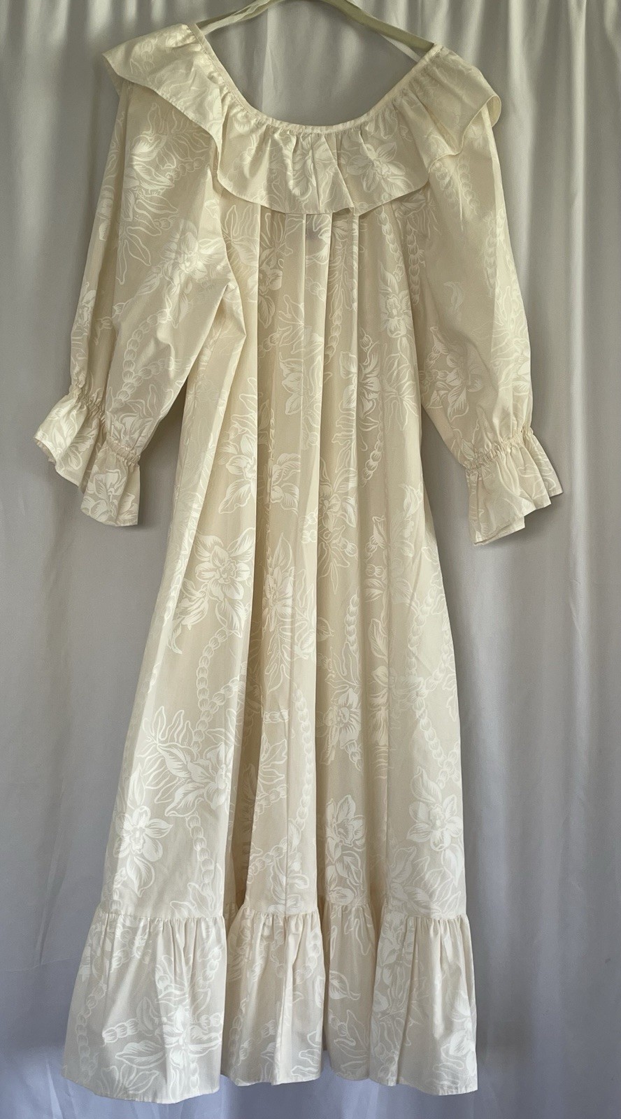 Vintage Liberty House Almost Paradis Cream/Ivory V-Neck Dress Muu Muu Size M