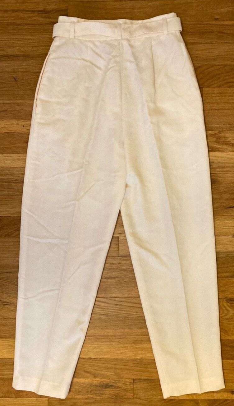 Vintage 1980s Sears The Fashion Place Cream Pleated Slacks Pants Women’s XS/S