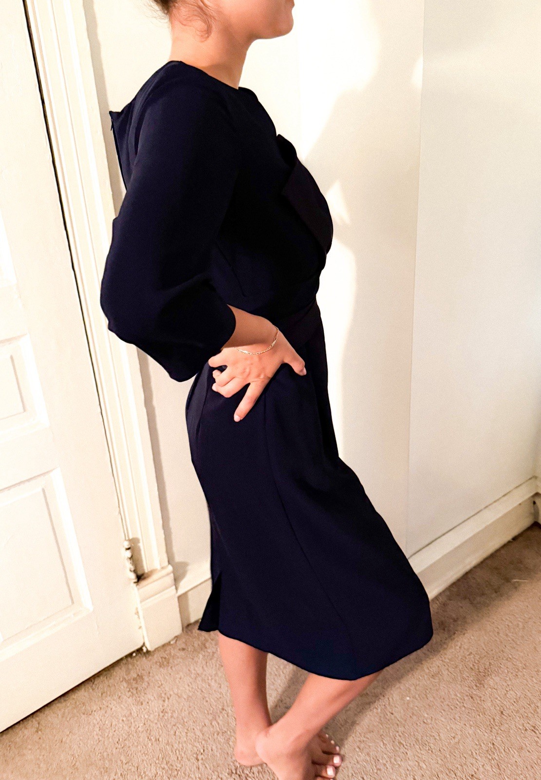 Authentic 1940’s Lora Lenox Dress Lined Navy Blue Cocktail Style Sz SMALL