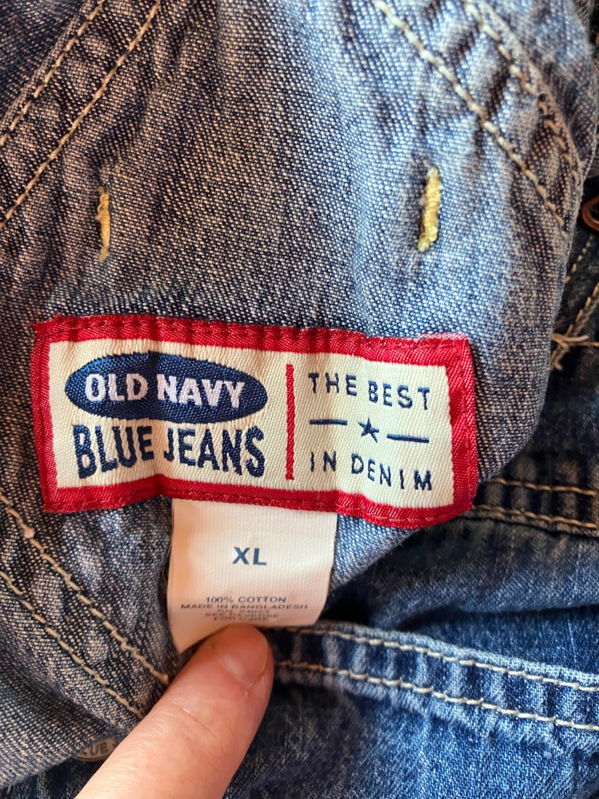 VINTAGE~OLD NAVY ~Carpenter Blue Cotton Denim Bib Overalls~Wide Leg~FARM CORE~XL