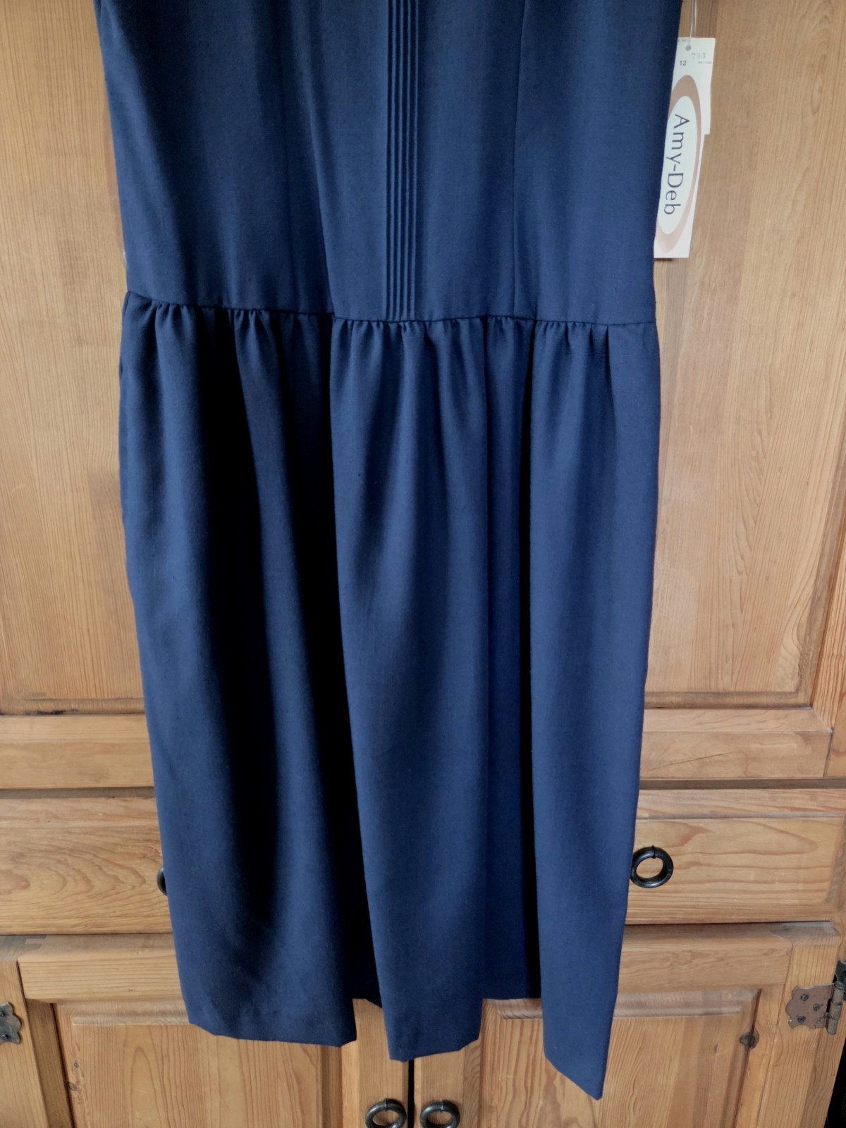 Vintage 1980’s Amy Deb Career Dress Navy Nautical Blue White Size 12 NEW $72