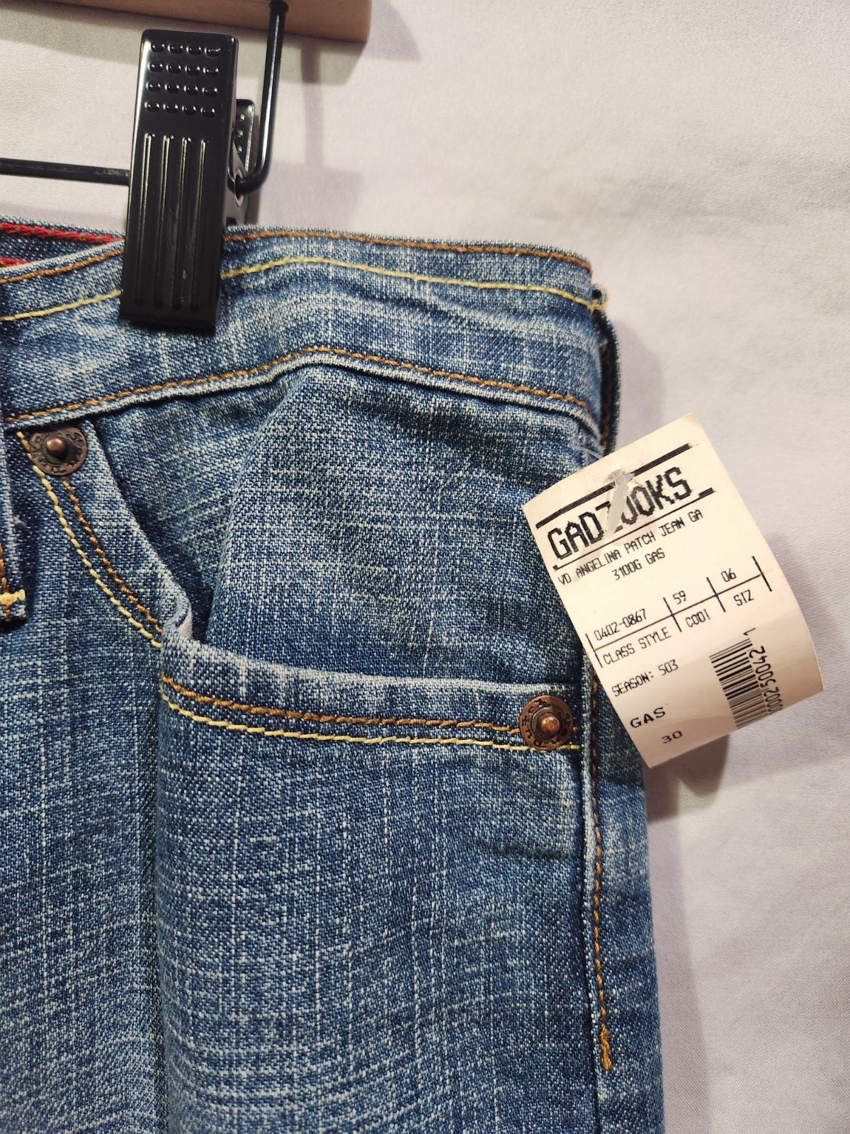 RARE Von Dutch Angelina Patch Jeans Womens 30 Blue NEW Y2K Flared Wide Leg MINT