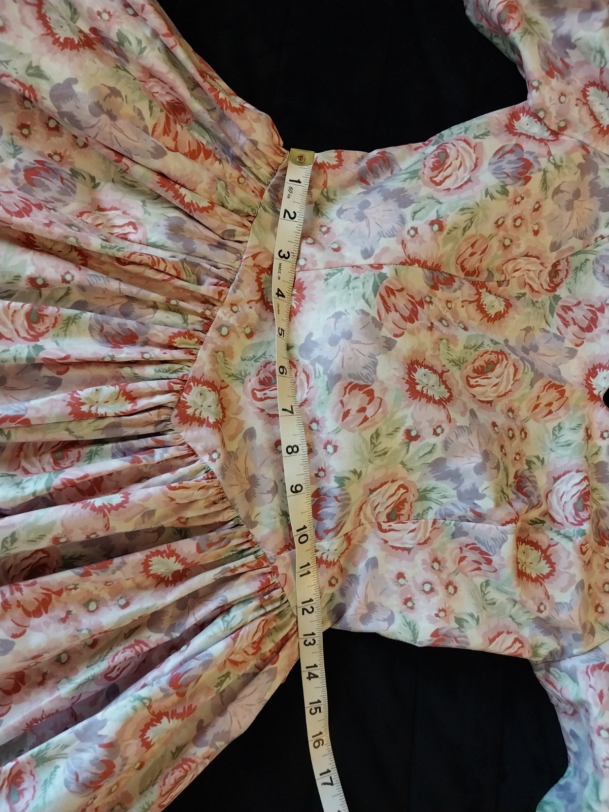 Vtg 1980s Laura Ashley Cottage-core Romantic Puff Sleeve Large Bow Tea Dress
