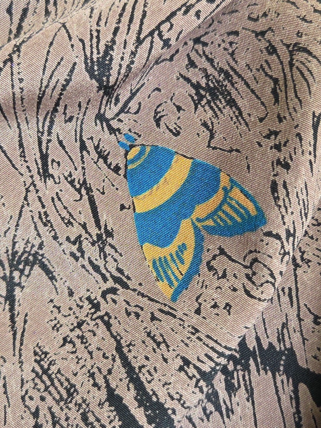Vtg 1980s Nature Fairy Butterfly Moth Whimsy Blouse Bedford Fair Satin Size 8