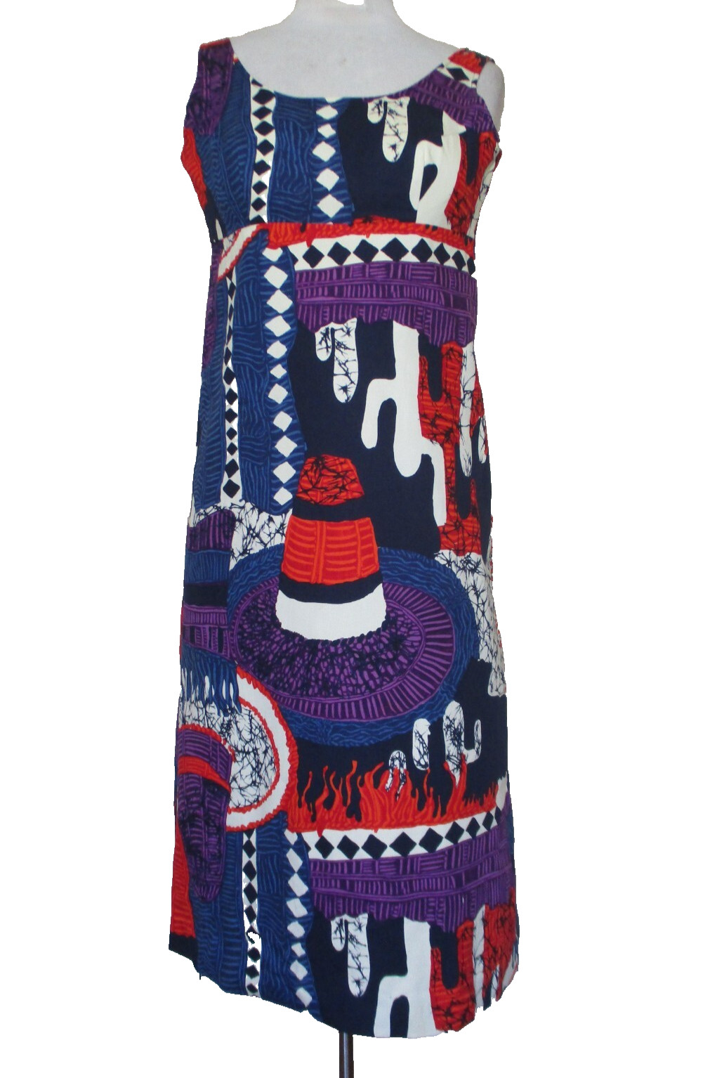 Vintage Mexican Dress XS/S Women Sombrero & Cactus Print Sleeveless
