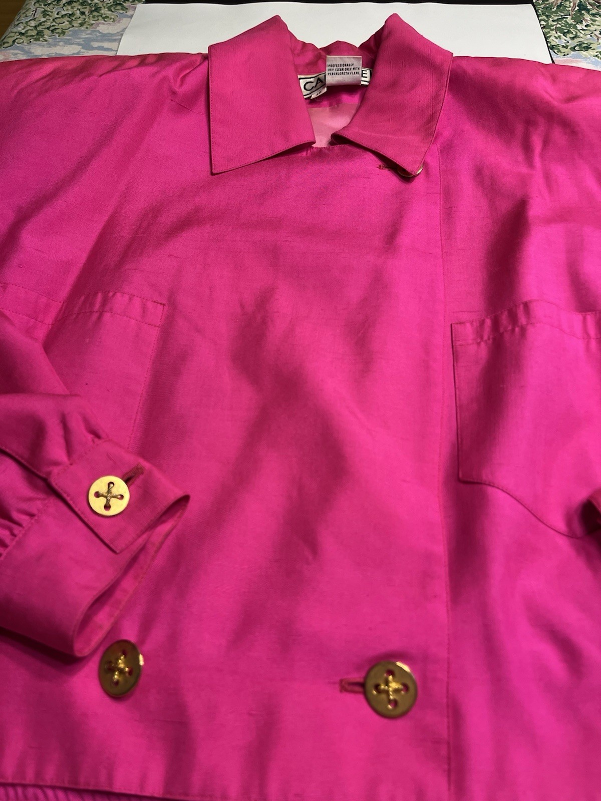 Vtg 1980’s Carlisle 100% Silk Gold Button Shirt Sz 12